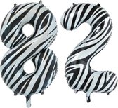 Folieballon 82 jaar zebra 86cm