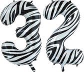 Folieballon 32 jaar zebra 86cm