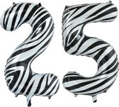 Folieballon 25 jaar zebra 86cm