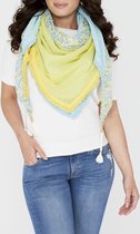 Dames Sjaal geel en turquoise met paisley print