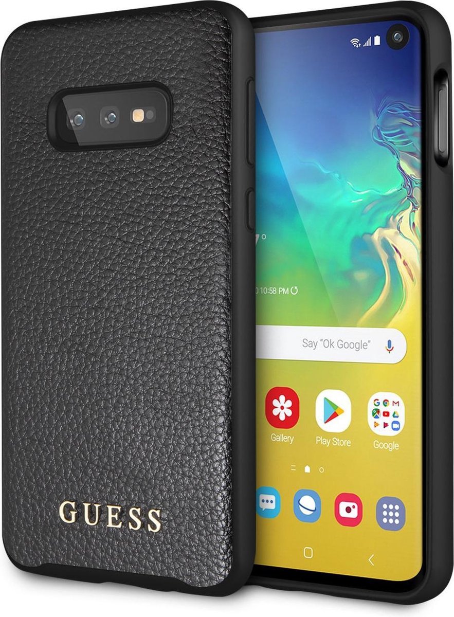 Guess Backcase hoesje geschikt voor Samsung Galaxy S10e - Effen Zwart - Kunstleer