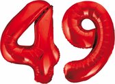 Folieballon 49 jaar rood 86cm