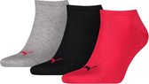 Puma Unisex Sneaker Plain (3-pack) - unisex enkelsokken - zwart - rood - Maat: 47-49
