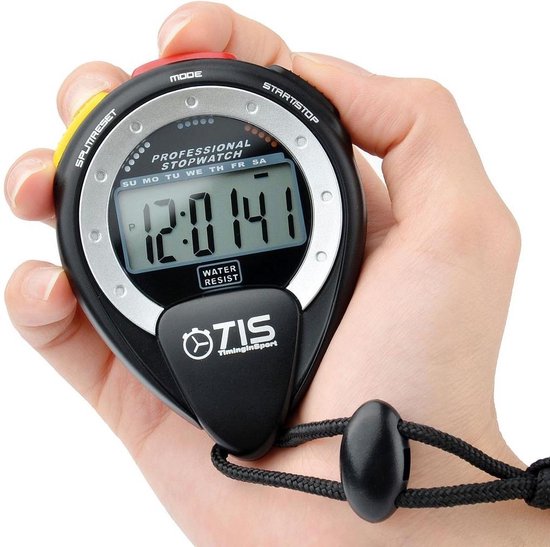 TIS - Stopwatch Pro 025 - Waterdicht - inc. Nekkoord 8 Cm Zwart