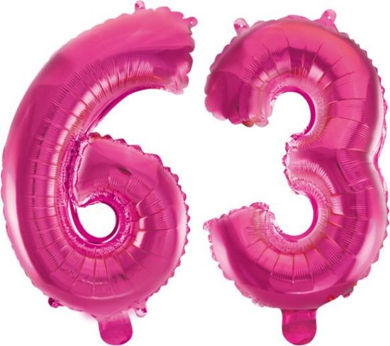 Folieballon 63 jaar roze 41cm