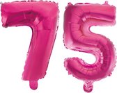 Folieballon 75 jaar roze 41cm