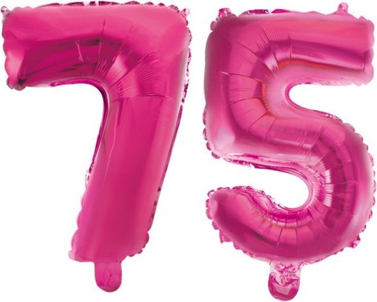 Folieballon 75 jaar roze 41cm