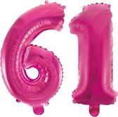 Folieballon 61 jaar roze 86cm