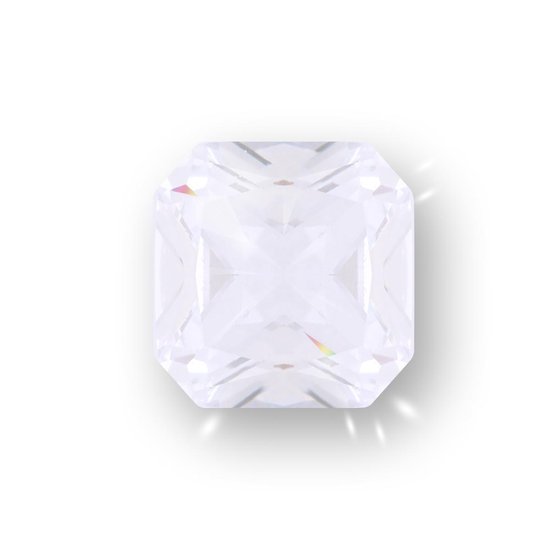 Quiges - Eligo Verwisselbaar Glas geslepen 10 mm Vierkant Zirkonia Wit voor Zilveren Ring - 10 mm - ER10S003