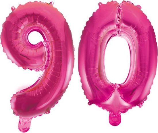 Folieballon 90 jaar roze 41cm