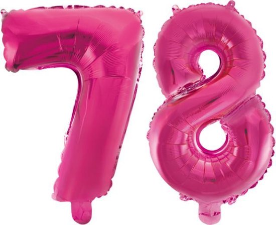 Folieballon 78 jaar roze 41cm