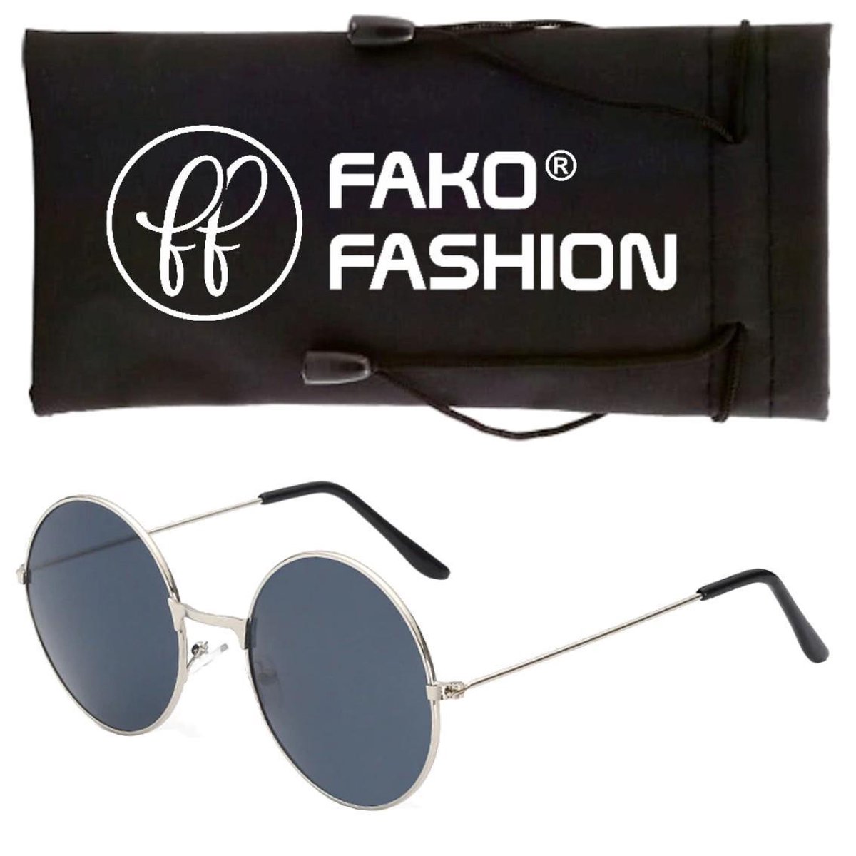 Fako Fashion® - Kinder Zonnebril - Ronde Glazen - Gabber Bril Zilver - Zwart