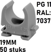 19MM PVC buisklem - 3/4 - Klemzadel - Opendrukzadel - Klembeugel - Koppelbaar - Pipeclips - Zadel - 50 stuks