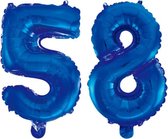 Folieballon 58 jaar blauw 41cm