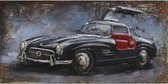 3D art Metaalschilderij - Mercedes Gullwing zwart - handgeschilderd - 120 x 60 cm