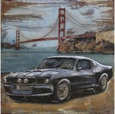 3D art Metaalschilderij - Ford Mustang Shelby zwart - 100 x 100 cm