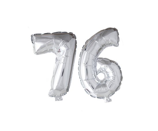 Folieballon 76 jaar zilver 41cm