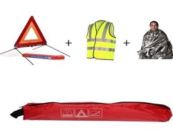Auto 3-delige Veiligheid Auto kit  gevarendriehoek + veiligheidsvest + Isolatiedeken