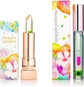 GLAMFOX Moonlight Flower Lipgloss + Lipstick 2 Stuks - 100% Echte Bloem - 24K Goudpoeder - Korean Skincare - Lip Plumper - Lip Plumping - Lipgloss Transparant - Lippenstift Langhou