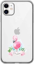 Apple Iphone 11 transparant siliconen flamingo hoesje - Paradise