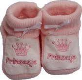 Kraamcadeau  - Petit Villain Newborn Slofjes - Prinsesje - Roze/Wit -  0-3 maanden