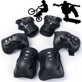Universele sport beschermset - 6 delig - Skeeler / skate bescherming - 3 in 1 - Elleboog / pols en kniebeschermers - Valbescherming skateboard - Voor fiets, step pads -Zwart