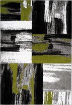 Swing Vloerkleed Modern Laagpolig Tapijt Groen Wit Zwart- 80x150 CM
