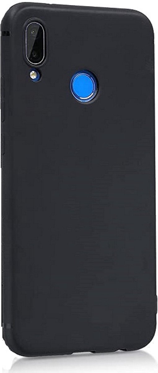 Huawei p-smart plus silicone zwart met Gratis Glasprotector / Screenprotector