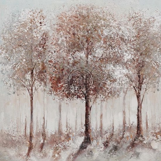 80 x 80 cm - Olieverfschilderij - Bomen - herfstkleur - canvas - handgeschilderd