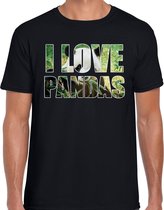 I love pandas  t-shirt zwart heren 2XL