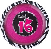 16x stuks Sweet 16 thema party bordjes 23 cm - Karton - verjaardag feestartikelen