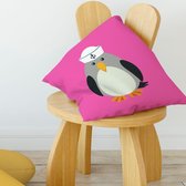 Kinderkussen pinguïn roze | peuterkussen | babykussen | sierkussen - meisjes kinderkamer - slaapkamer decoratie accessoires | cadeaus