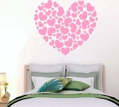 muursticker Hart van Hartjes - roze - 100x90cm - woordsticker.com