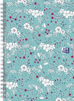 Oxford Floral - schrijfblok - B5 - Lijn - 120 pagina's - hardcover notitieboek - turquoise