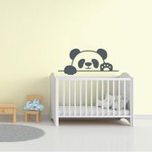 Muursticker Pandabeer - Donkergrijs - 60 x 25 cm - baby en kinderkamer dieren
