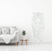 Muursticker Tijger Lopend -  Lichtgrijs -  70 x 160 cm  -  slaapkamer  woonkamer  dieren - Muursticker4Sale