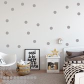 Muursticker Stippen, Cirkel, Rondjes ⬤ -  Zilver -  40 rondjes van Ø 5 cm  -  alle muurstickers  baby en kinderkamer - Muursticker4Sale