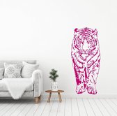 Muursticker Tijger Lopend -  Roze -  52 x 120 cm  -  slaapkamer  woonkamer  dieren - Muursticker4Sale
