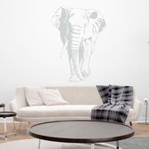 Muursticker Olifant -  Lichtgrijs -  116 x 160 cm  -  slaapkamer  woonkamer  dieren - Muursticker4Sale