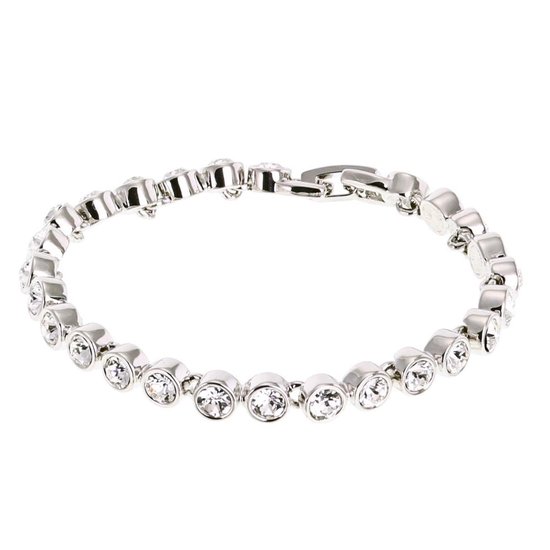 Behave® Dames armband zilver-kleur met swarovski steentjes 17 cm | bol