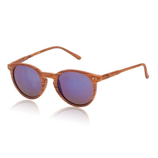 Roundabout hout look | trendy zonnebril en goedkope zonnebril (UV400  bescherming -... | bol.com