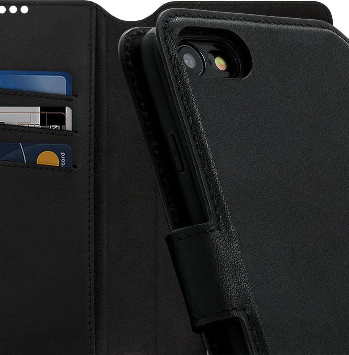 Minim 2-in-1 Apple iPhone SE (2020/2022) / 8 / 7 Hoesje Book Case & Back Cover Zwart