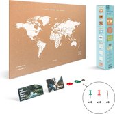 Miss Wood - WOODY MAP NATURAL kurken wereldkaart - 60x45cm (L) - Wit