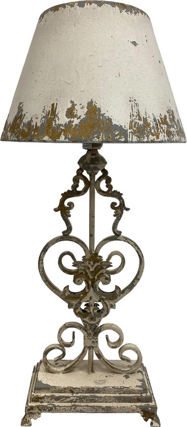 Brocante Staande Lamp - Metaal - Gebroken Wit - 89cm | bol.com
