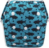 Wasbare zwemluier Blauw met vissen - Petit Pas NL