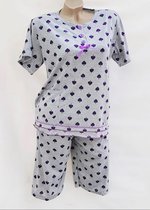 Dames pyjama set met 3 kwart broek schoppenprint XL 40-42 grijs/paars