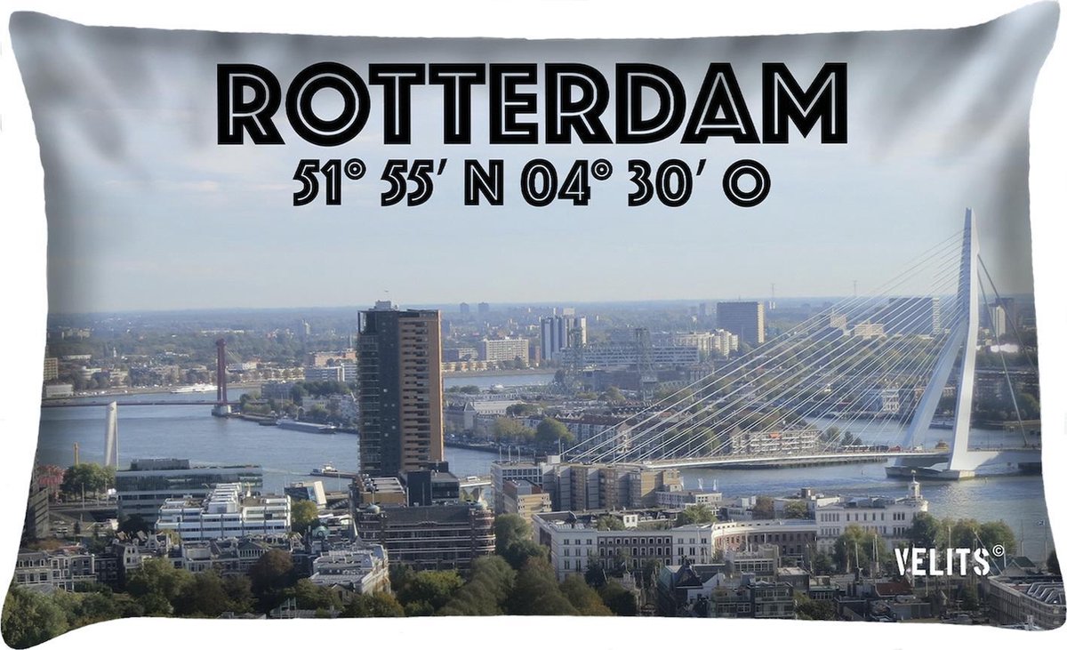 Sierkussen - Buitenkussen Rotterdam Skyline Dutchies In Kleur Waterafstotend 40x60cm Haven