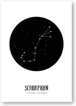 Sterrenbeeld poster Schorpioen | A3 formaat | zwart-wit | MOODZ design