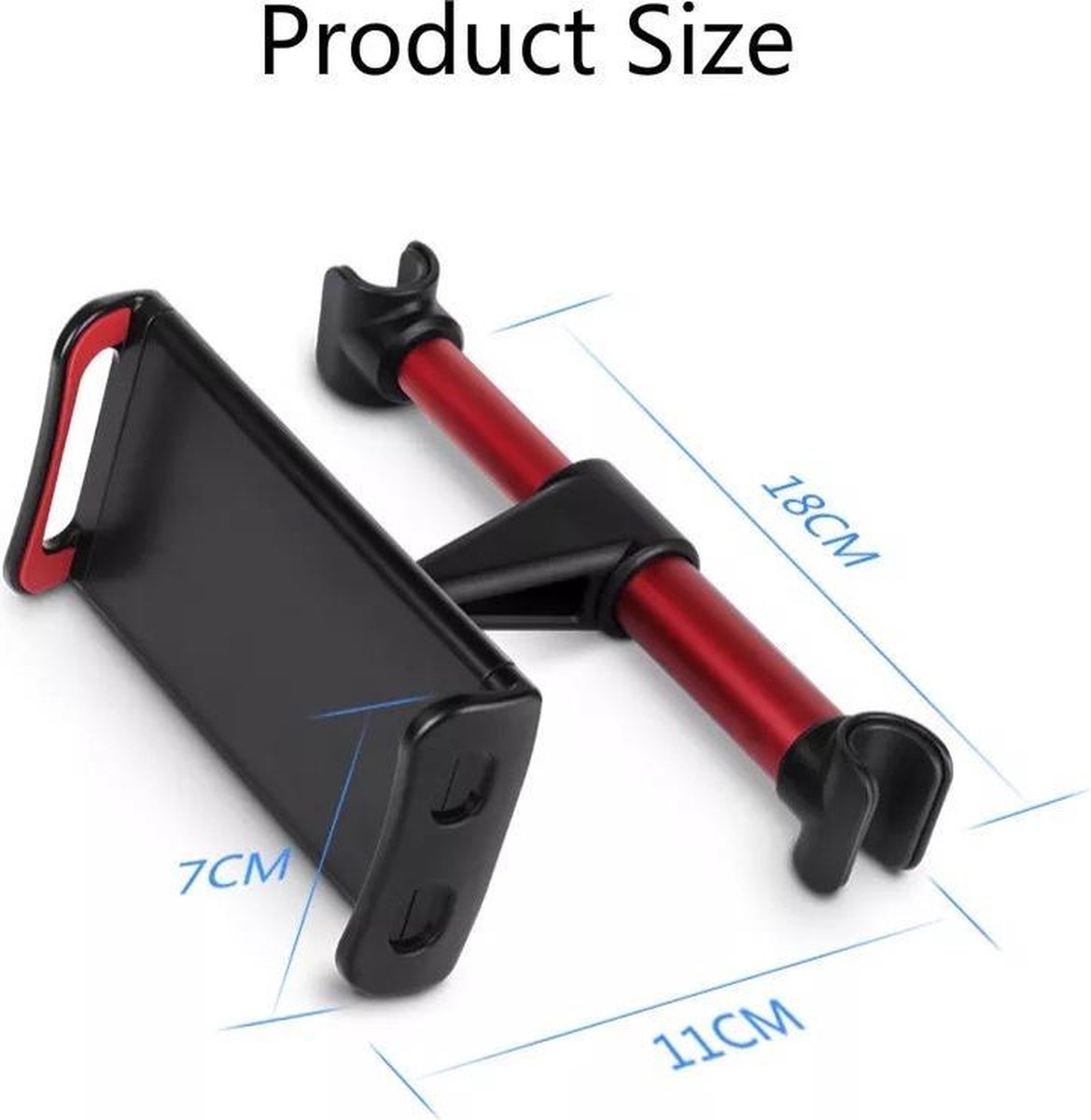 Telefoonhouder (tablet) auto hoofdsteun (Zwart - Rood) houder is geschikt voor - Ipad - Mobiel - Perfect voor elk merk tablet - Universele clip 360 graden rotatie tablet 4 t/m 11 inch