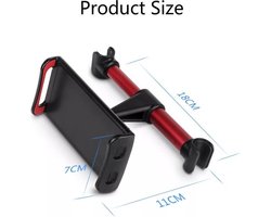 Telefoonhouder (tablet) auto hoofdsteun (Zwart - Rood) houder is geschikt voor - Ipad - Mobiel - Perfect voor elk merk tablet - Universele clip 360 graden rotatie tablet 4 t/m 11 inch